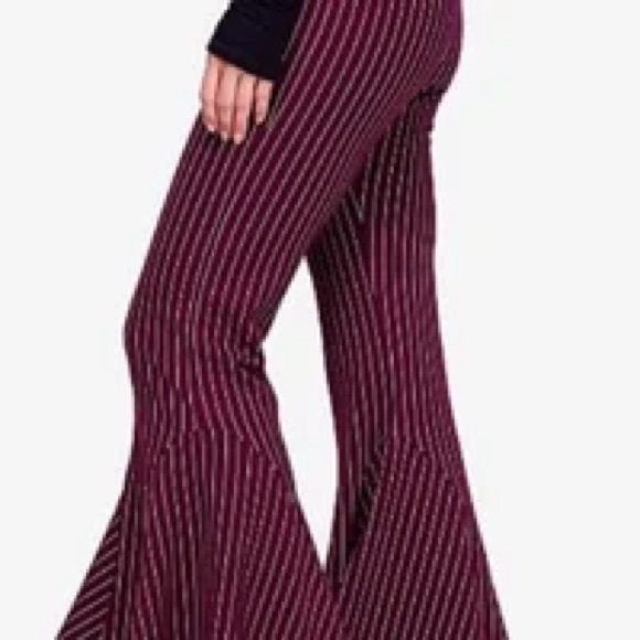 FREE PEOPLE Mari Ponte Knit Flare Casual Trouser Pants Winterberry Size 10 NWT - Picture 14 of 16